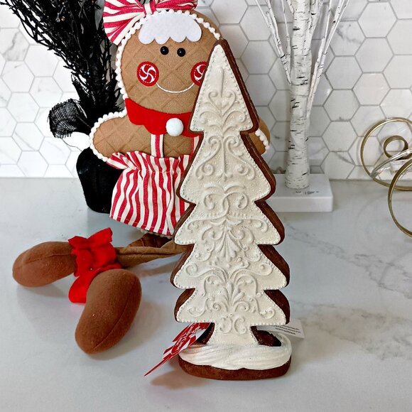 NEW! SHABBY CHIC Sugary FROSTED GINGERBREAD COOKIE TREE - Picture 3 of 3